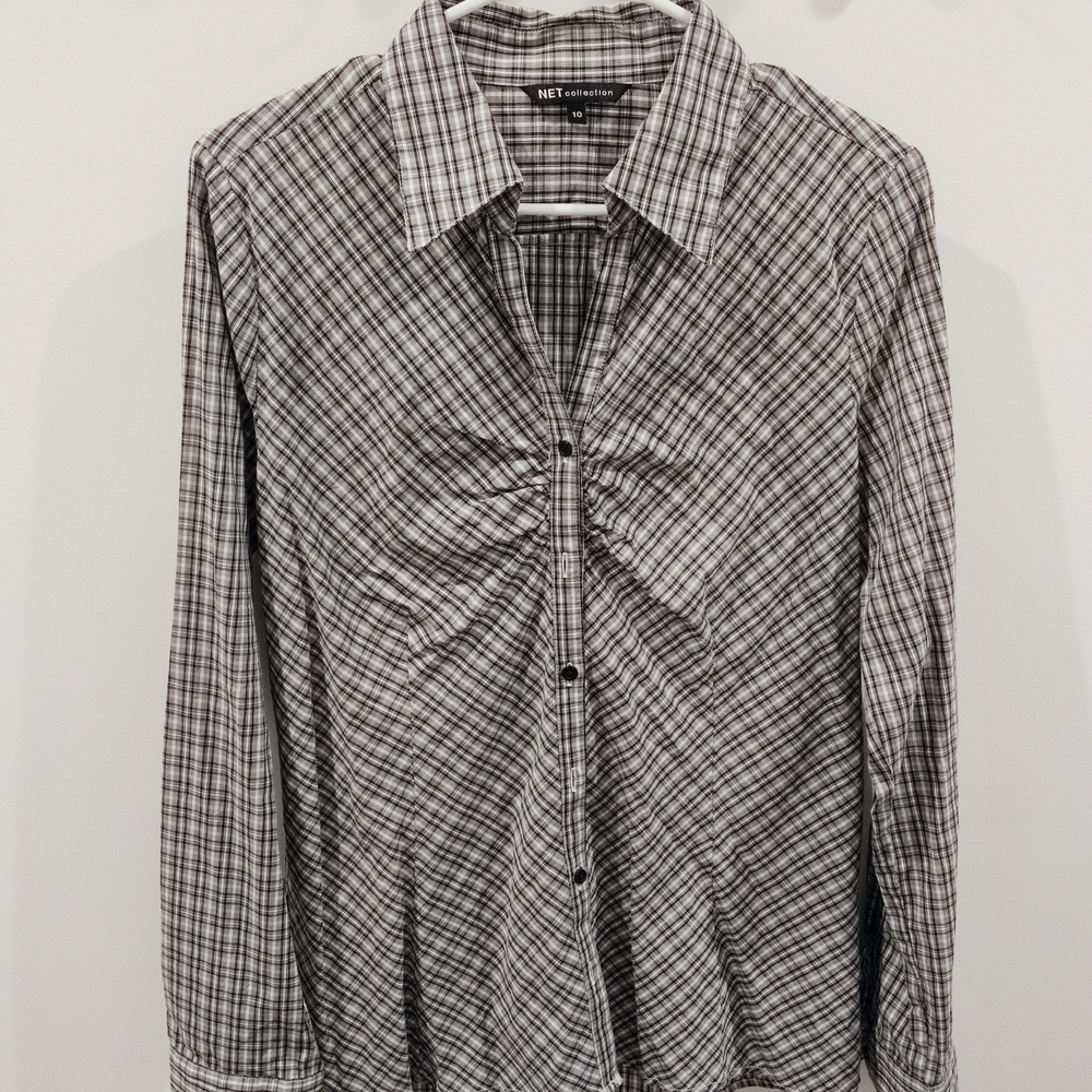Women's Black and White Checkered Shirt